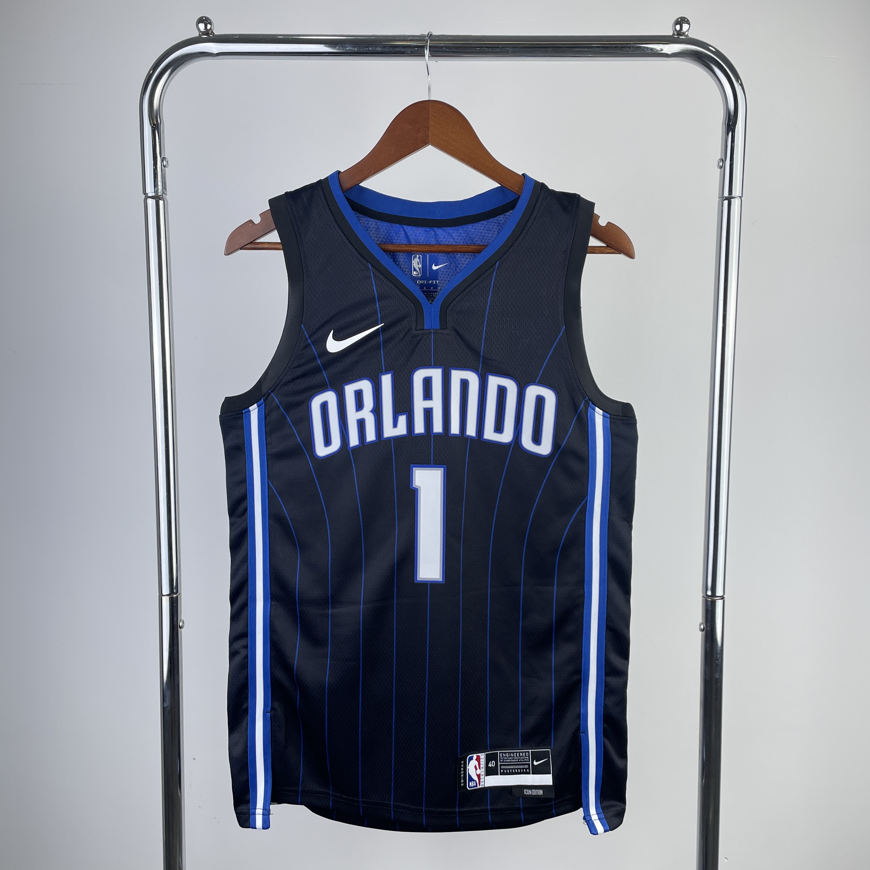 Men Orlando Magic #1 Tracy Mcgrady Black Stripe Season Nike 2023 NBA Jersey